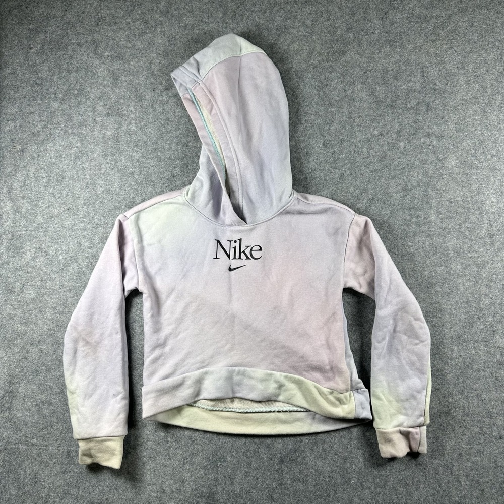 Nike Sportswear Cropped Hoodie Small Pastel Tie Dye Cotton‎ Blend Sweatshirt